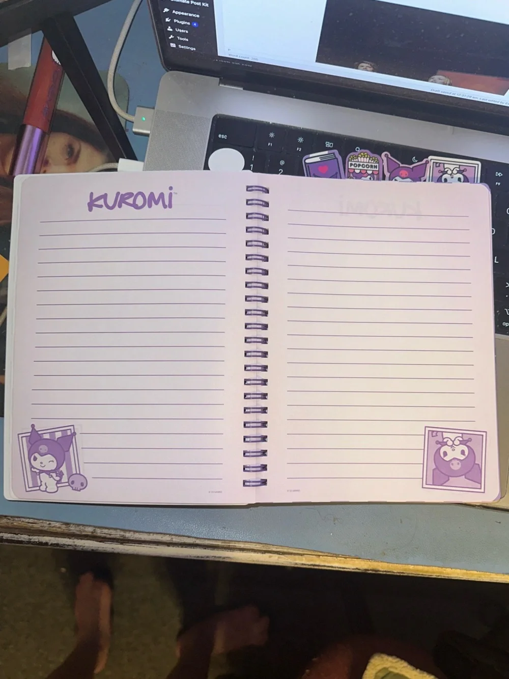 Sanrio Kuromi Lavender Spiral Notebook with Popcorn Character Art